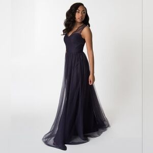 NWT Unique Vintage ForYouLove Dark Plum Mesh Sweetheart Gown Sz L